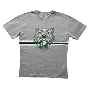 Kenzo Paris Gray Tiger Graphic Short Sleeve T-Shirt F855TS0034YB Small Mens